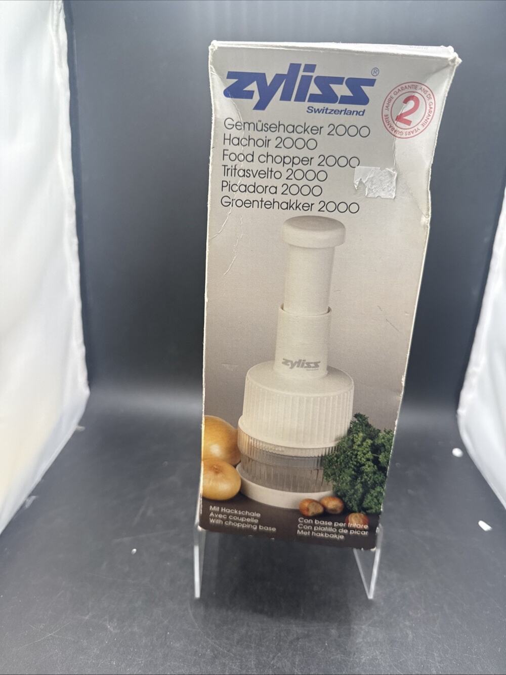 NEW Vintage Zyliss Food Chopper 2000 Swiss Manual Vegetable Chopper w/ Box